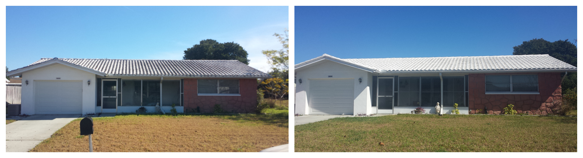 Tile Roof Before And After Cleaning